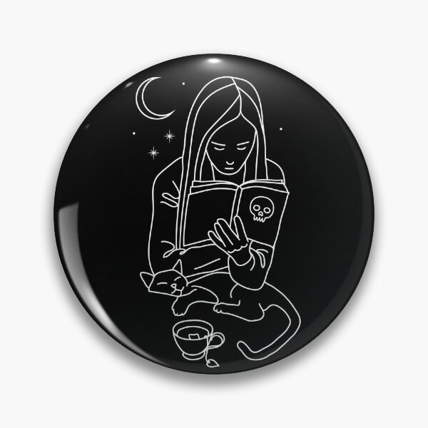 Item preview, Wiccan Witch Bookworm Reading Horror, Drinking Tea with Her Cat  designed and sold by SpreadForSatan.