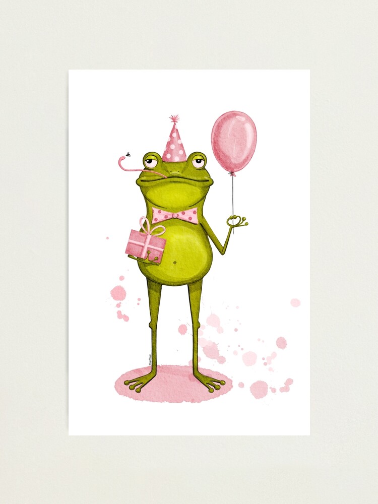 "Frosch bereit für die Party. Alles Gute zum Geburtstag!" Fotodruck von