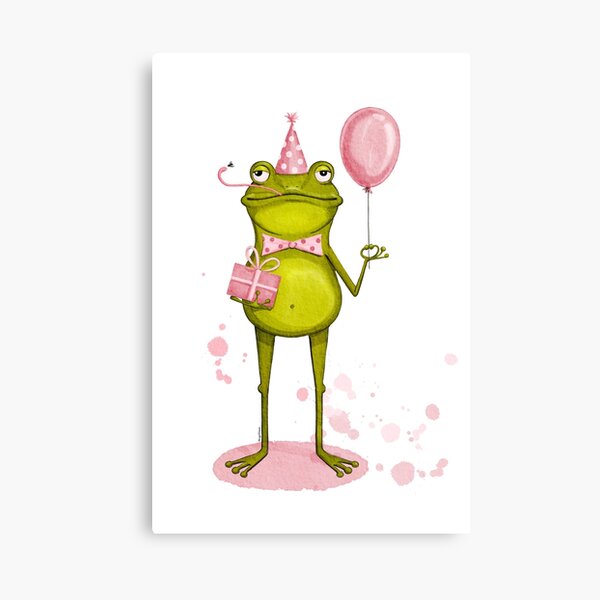 "Frosch bereit für die Party. Alles Gute zum Geburtstag!" Leinwanddruck