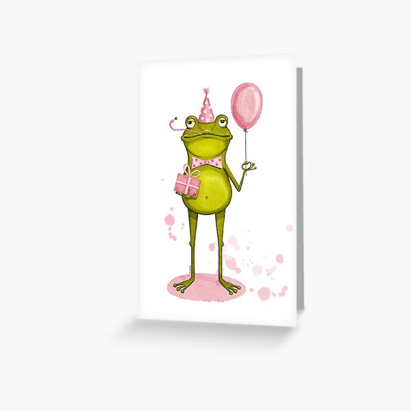Item preview, Frog ready for the party. HAPPY Birthday! designed and sold by Anya Illustration Studio.