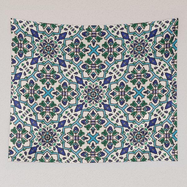 Item preview, Arabic blue and white mosaic tiles pattern designed and sold by MariemN.