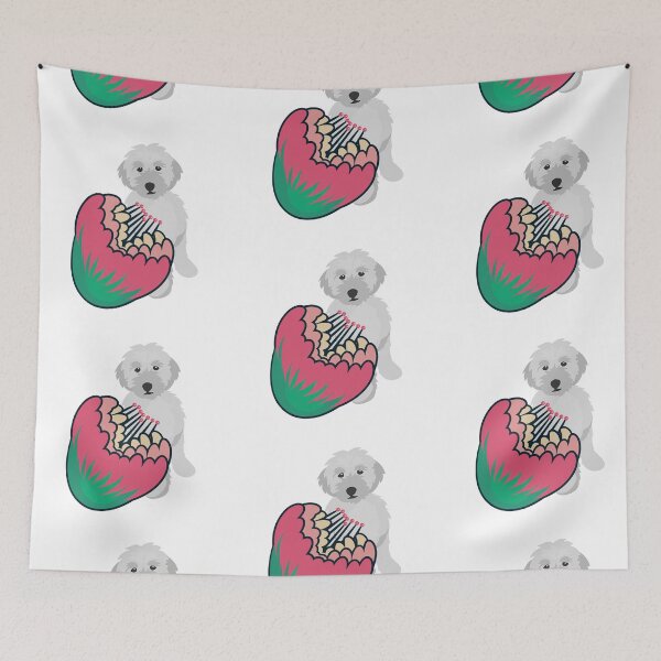 Item preview, Copy of Doodle dog with yellow and orange flowers designed and sold by Skyfarer.