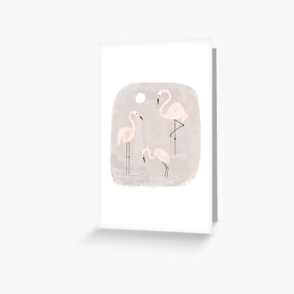 Three Flamingos Greeting Card
