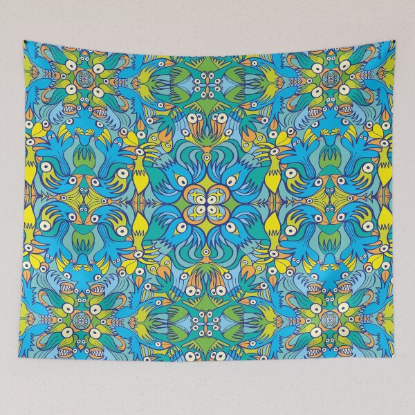 Item preview, Exotic bird-like creatures creating a decorative pattern design designed and sold by Zoo-co.