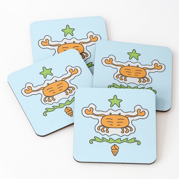 Item preview, Cute Cartoon crab with star and conch, sea creature - Orange and Green designed and sold by Twist Design.