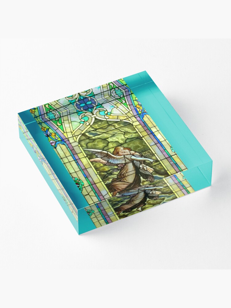 Alternate view of New Harmony-Stained Glass-Madonna & Child-Angel & Baby-St. Stephen's Church Acrylic Block