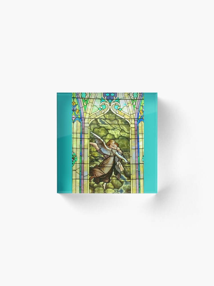 Alternate view of New Harmony-Stained Glass-Madonna & Child-Angel & Baby-St. Stephen's Church Acrylic Block