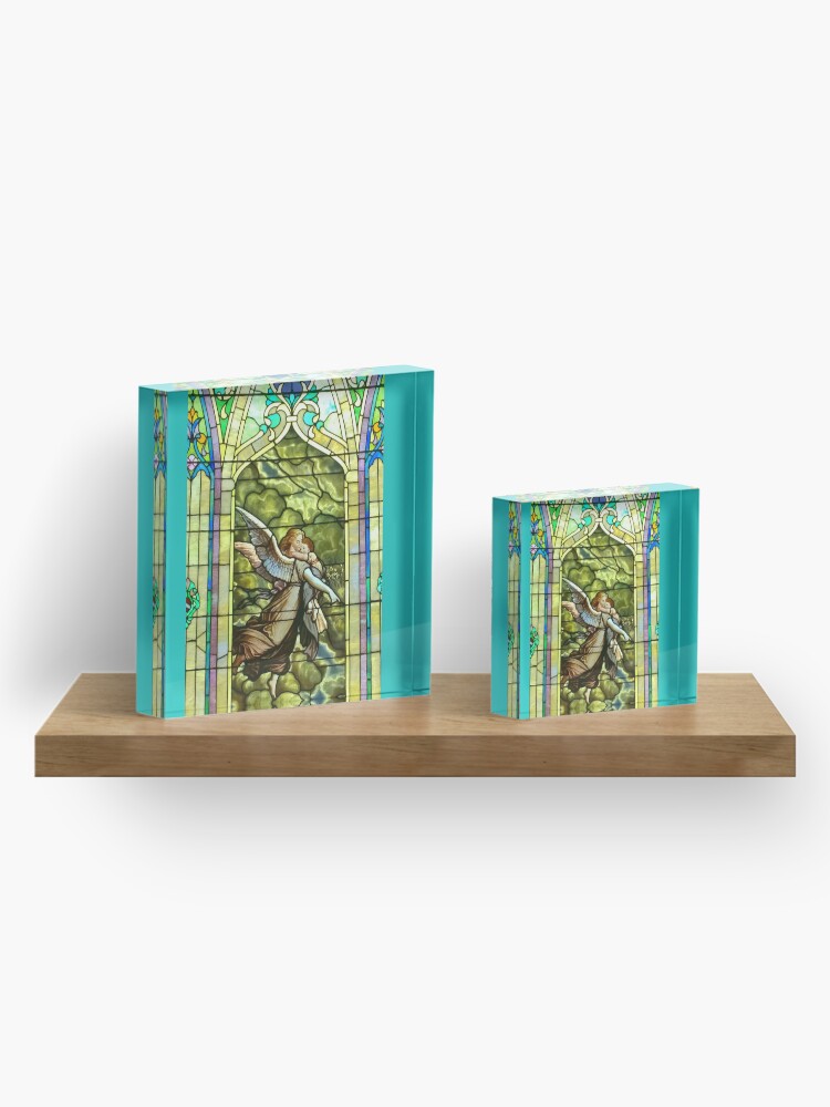 Alternate view of New Harmony-Stained Glass-Madonna & Child-Angel & Baby-St. Stephen's Church Acrylic Block