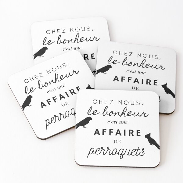 Item preview, chez nous le bonheur est une affaire de perroquets funny french designed and sold by L'Atelier Oranjade.