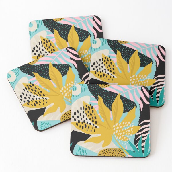 Item preview, Tropical flowers and palm leaves on background vector artwork designed and sold by Mohamed allbdrany.