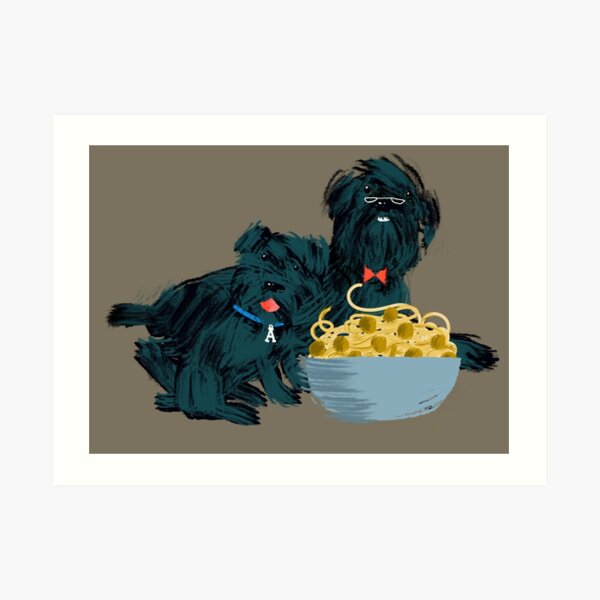 Schnauzer Giant Granpa and Puppy Meatballs Art Print
