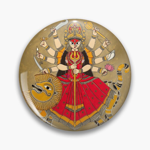 Item preview, Goddess Durga.. painted in traditional Madhubani folk art style designed and sold by Prita-D.