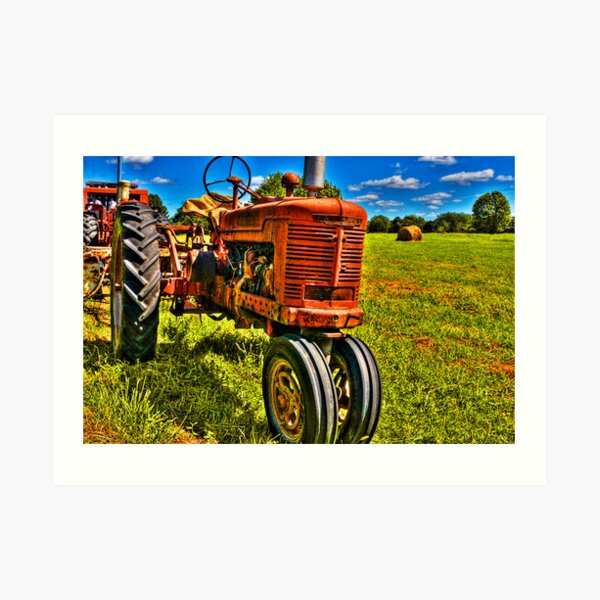 Farmall Tractor in Hayfield Art Print