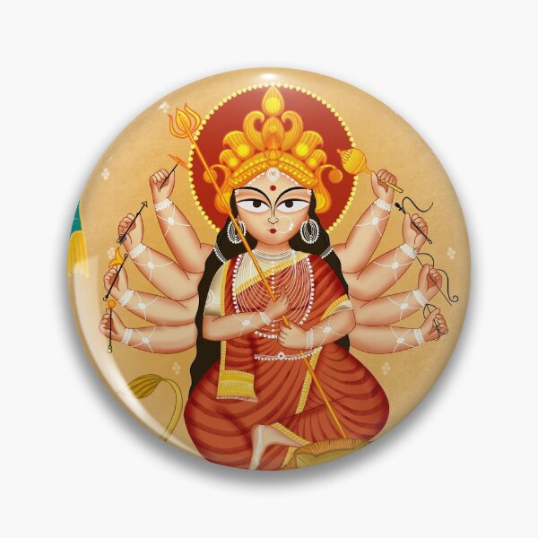 Item preview, Goddess Durga.. painted in traditional Kalighat pattachitra folk art style designed and sold by Prita-D.