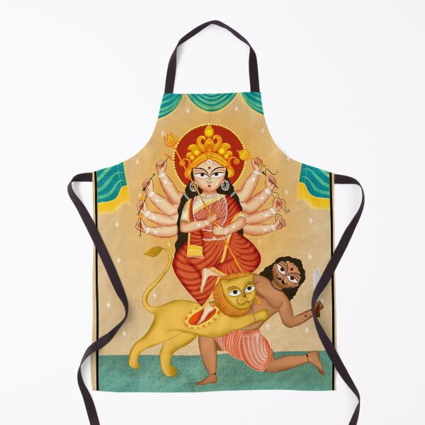 Item preview, Goddess Durga.. painted in traditional Kalighat pattachitra folk art style designed and sold by Prita-D.
