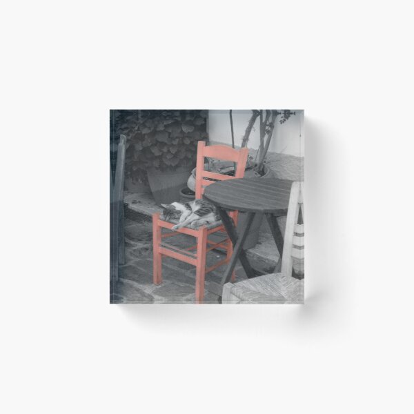 Item preview, Cat Napping on Chair Ikaria Island Greece designed and sold by SoccaTamam.
