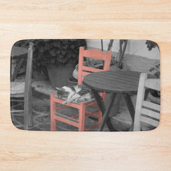 Item preview, Cat Napping on Chair Ikaria Island Greece designed and sold by SoccaTamam.