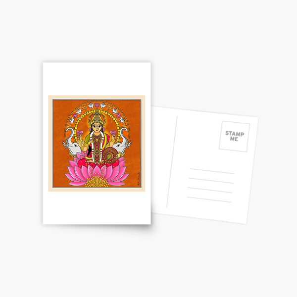 Item preview, Goddess Lakshmi .Painted in traditional Indian folk art style of Madhubani painting  designed and sold by Prita-D.