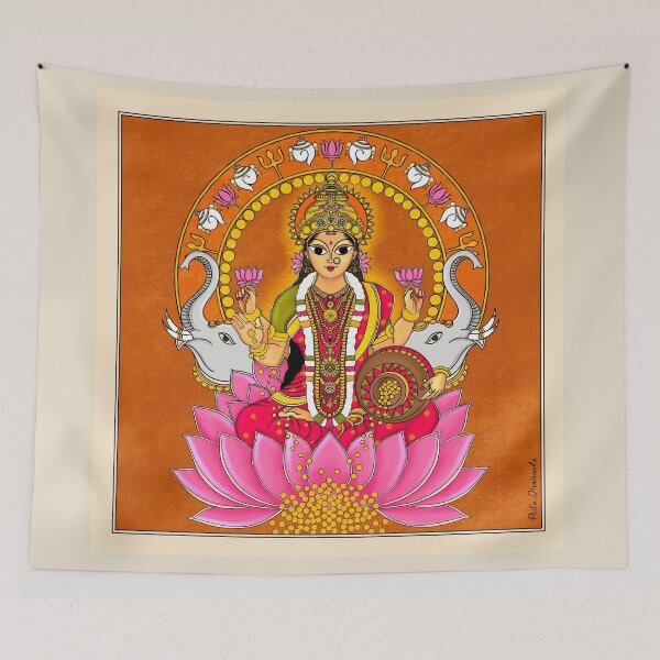 Item preview, Goddess Lakshmi .Painted in traditional Indian folk art style of Madhubani painting  designed and sold by Prita-D.