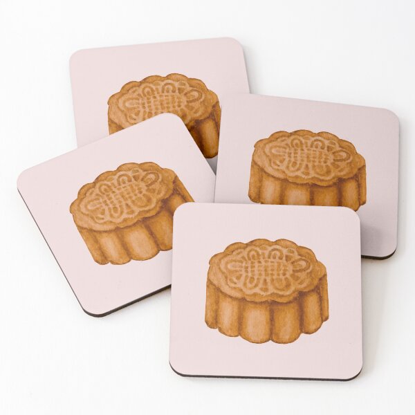Item preview, Mooncake watercolour illustration (Pink background) designed and sold by tifft.