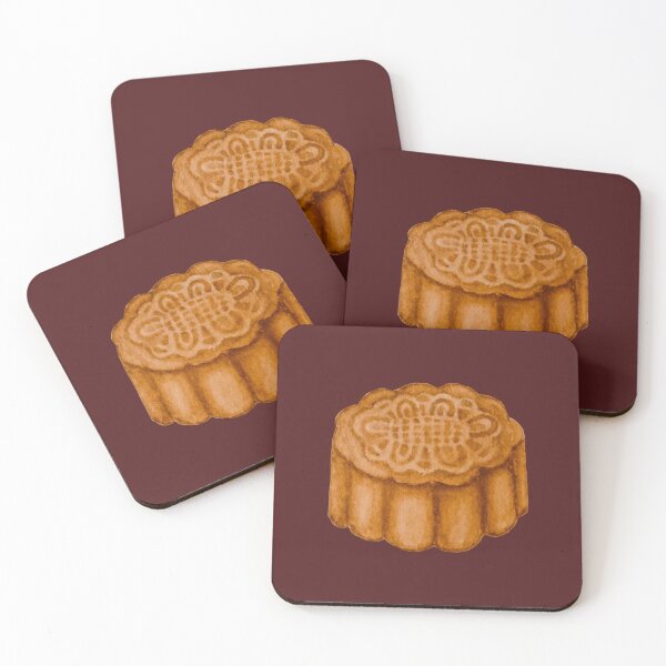 Item preview, Mooncake watercolour illustration (Maroon background) designed and sold by tifft.
