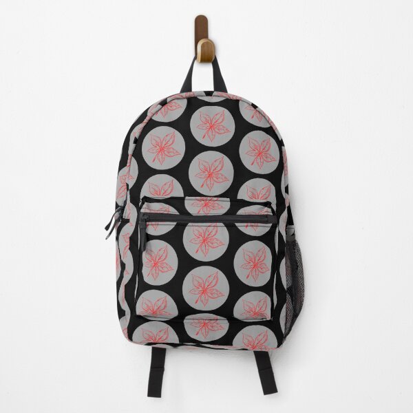Item preview, Red Buckeye Leaf Print with Gray Circle Background designed and sold by LilWildflowers.