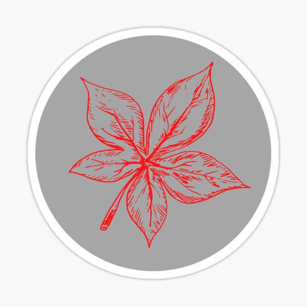 red-buckeye-leaf-print-with-gray-circle-background-sticker-for-sale-by-lilwildflowers-redbubble
