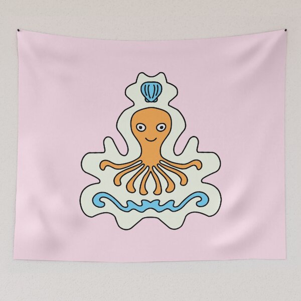 Item preview, Cute Cartoon Octopus with shell, sea creature - Orange and Blue designed and sold by Twist Design.