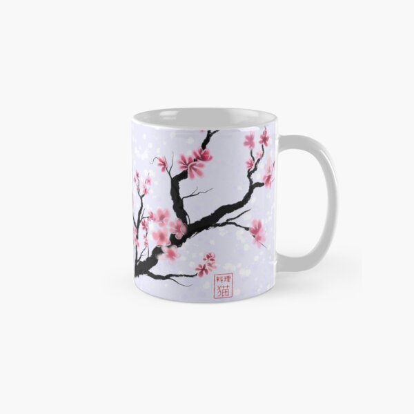 Item preview, Pretty sumi-e sakura cherry blossoms on a purple background designed and sold by CuisineCat.