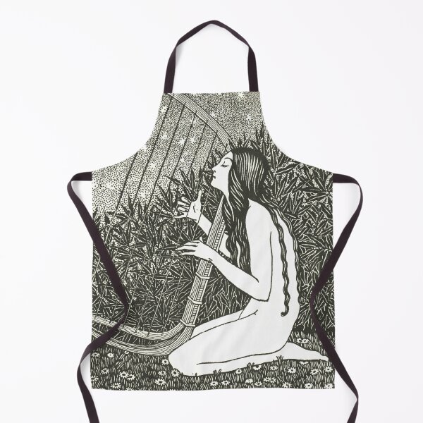 Item preview, Moon Song - Vintage Etching Maiden Harpist designed and sold by elevens.