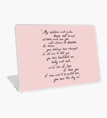 Pride and Prejudice, Darcy (black) Quote Laptop Skin