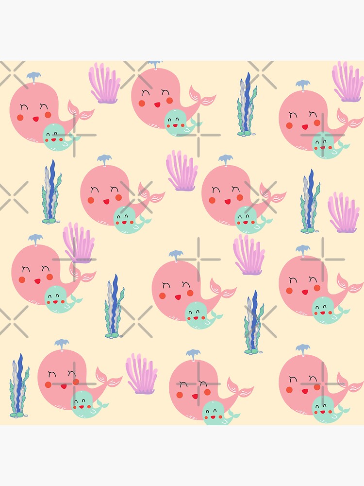 "Mama and baby whale under the sea " Sticker for Sale by creativepod