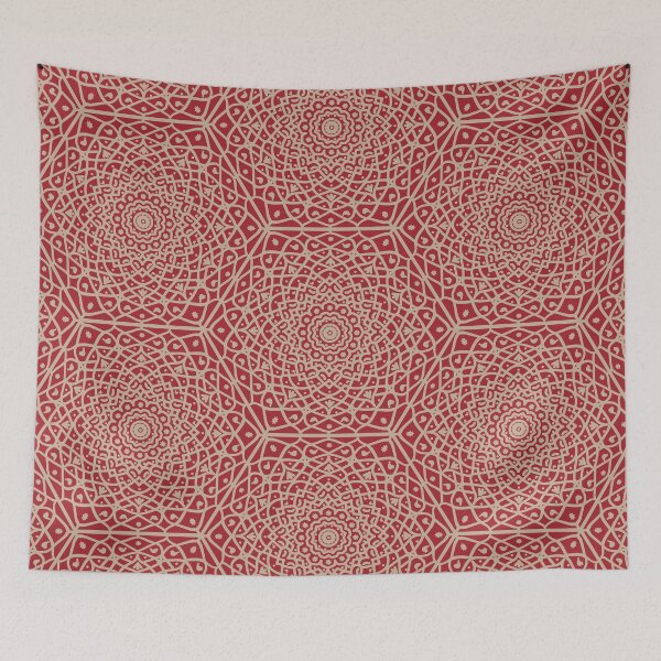 Item preview, Ecru Lace Mandala on Red-Boho Mandala designed and sold by Annette Chabidon Studio.