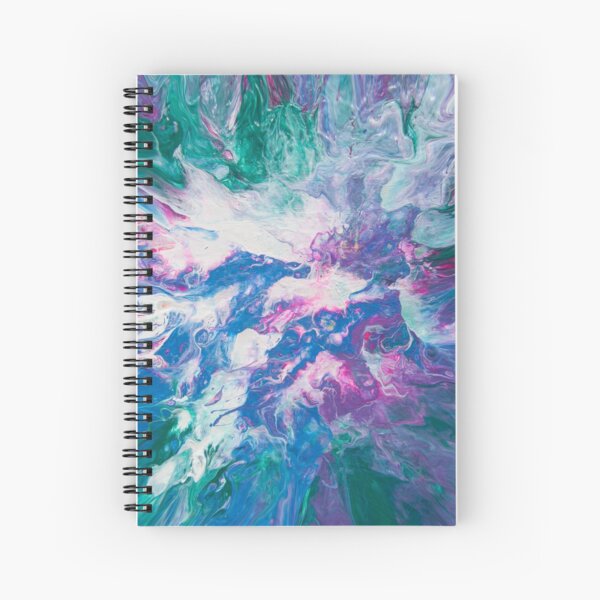 Dynamic Aqua Green, Blue and Purple Abstract Acrylic Art Spiral Notebook