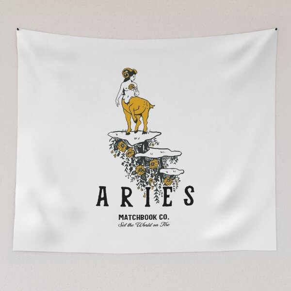 Item preview, "Aries Matchbook Co: Set The World On Fire" Zodiac Art designed and sold by The Whiskey Ginger Design Shop.