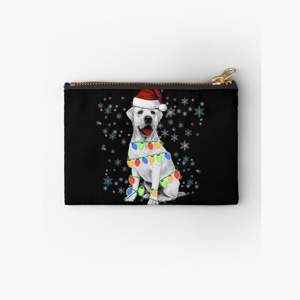 Item preview, White Labrador Retrievers Santa Christmas Tree Lights with White Snowflakes,Xmas with  Gifts Boys designed and sold by A7med-Design.