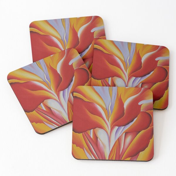 Red Canna (1924) by Georgia O'Keeffe Coasters (Set of 4)