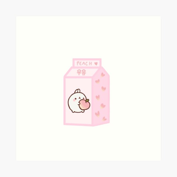 Cute Korean Peach Milk Carton Art Print For Sale By Karenalvaa