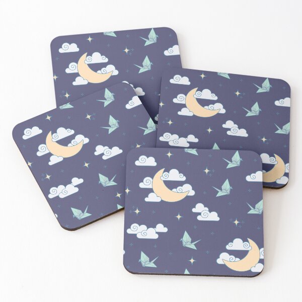 Item preview, Tsuru, Moon and Clouds Dark Blue Pattern designed and sold by LuYukari.
