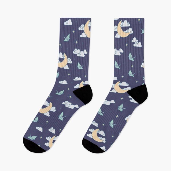 Item preview, Tsuru, Moon and Clouds Dark Blue Pattern designed and sold by LuYukari.