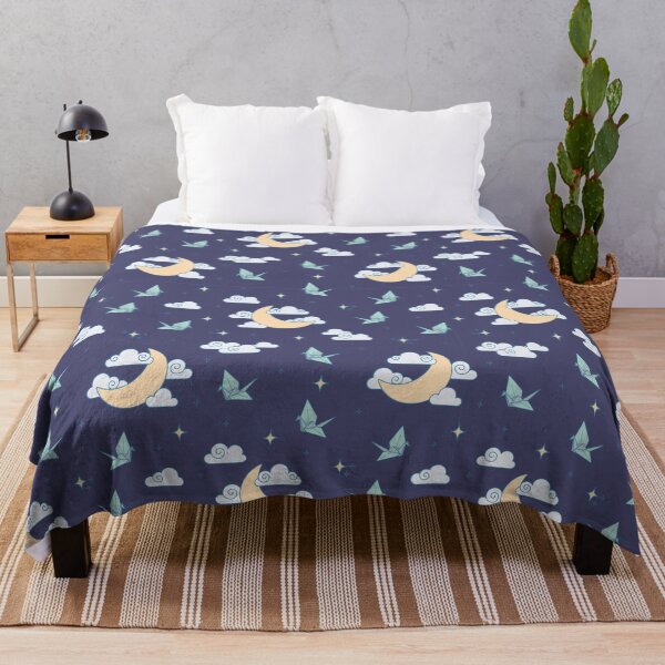 Item preview, Tsuru, Moon and Clouds Dark Blue Pattern designed and sold by LuYukari.