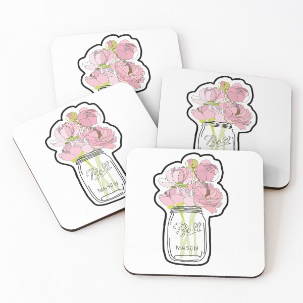 Item preview, Pink Flowers in Mason Jar designed and sold by piperdooley.