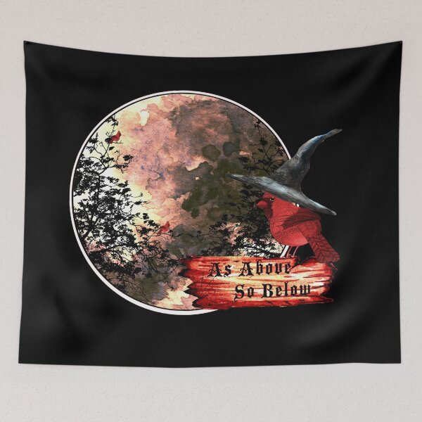 Item preview, full Moon cardinal bird as above so below witches working designed and sold by sharanarnoldart.