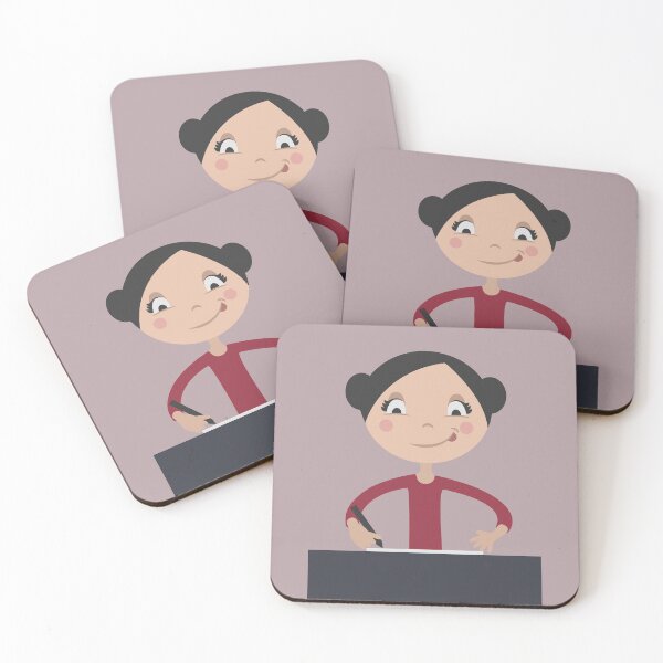 Item preview, Cartoon girl writing at school desk designed and sold by EngineerGoC.