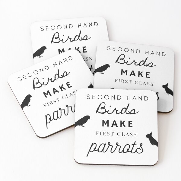 Item preview, second hand birds make first class parrots rescue funny quote designed and sold by L'Atelier Oranjade.