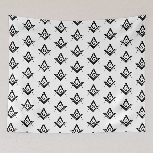 Item preview, Freemason Pattern Black Square & Compass White Background Masonic designed and sold by MasterMasonMade.