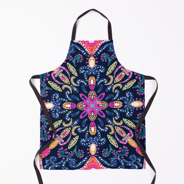Item preview, Bohemian-tribal florals- pink ,yellow, orange on blue designed and sold by Urvashi Patel.