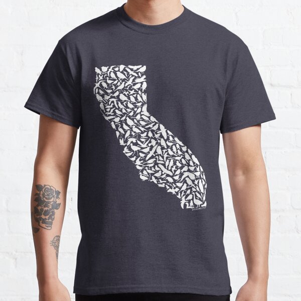 California Birds Art in White and Blue Classic T-Shirt