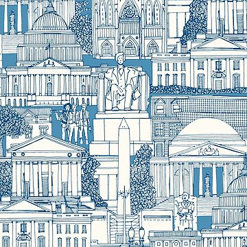 Artwork thumbnail, Washington DC toile blue by scrummy