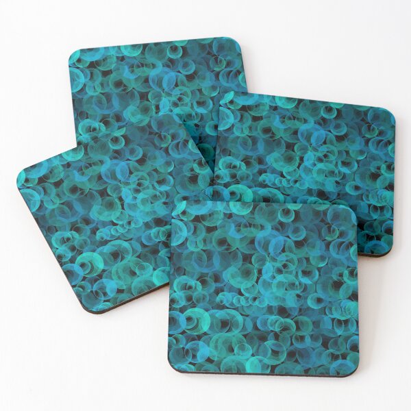 Disco Circles Blue Green Coasters (Set of 4)